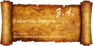 Zakariás Ambrus névjegykártya